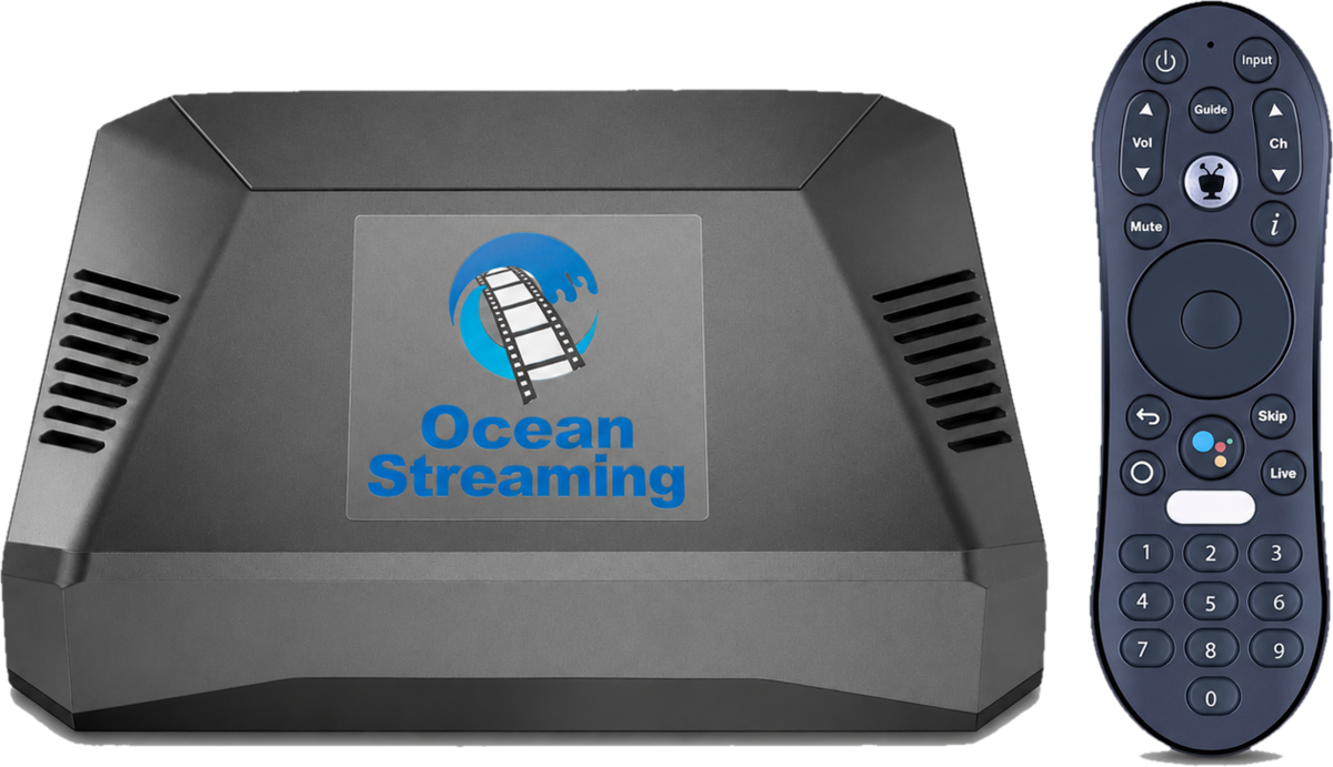 The Ocean Streaming box with its TiVo-style Bluetooth remote